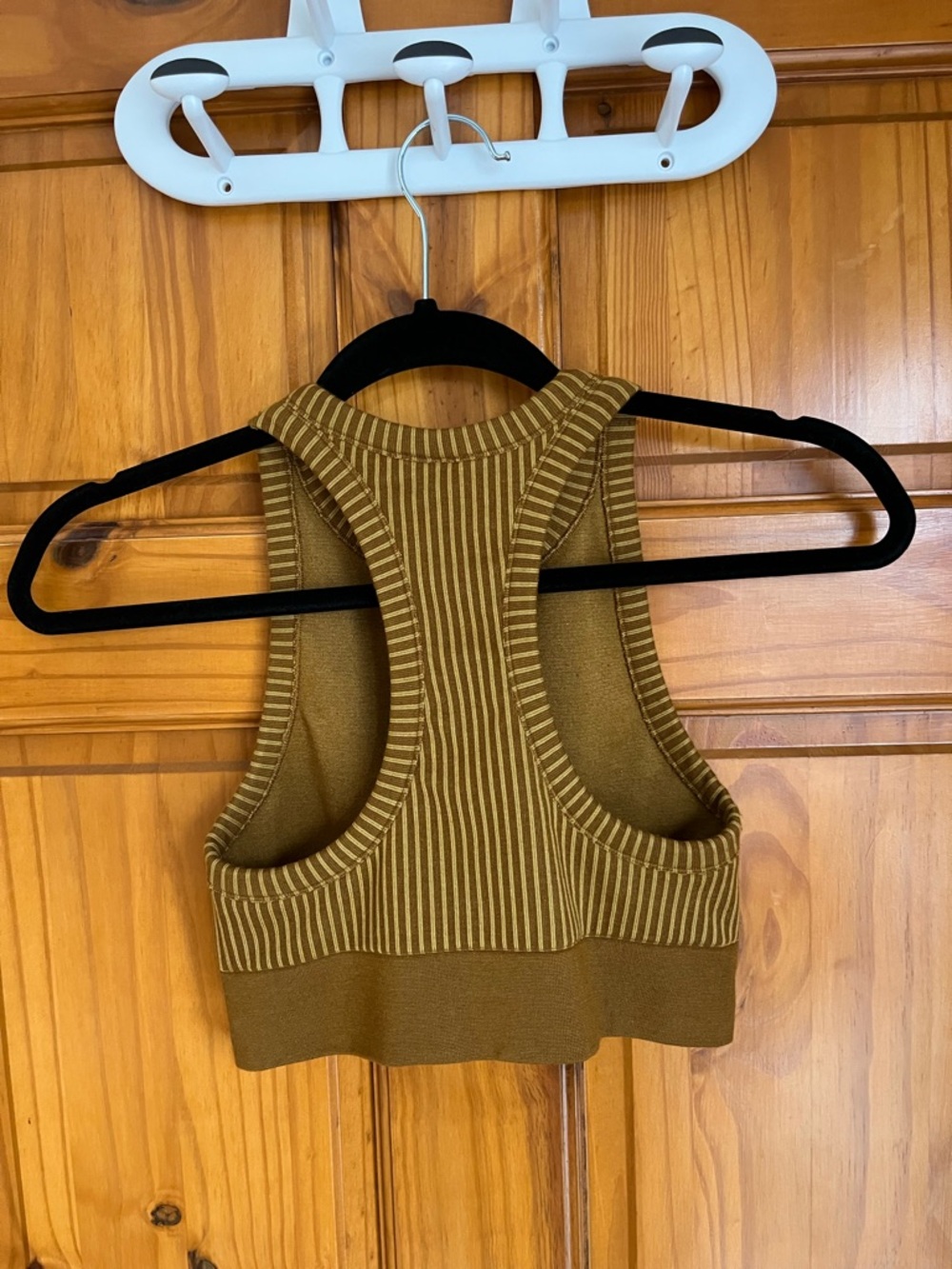 Good American Striped Ribbed Top - Bronze Brown/Gold - Picture 4 of 8